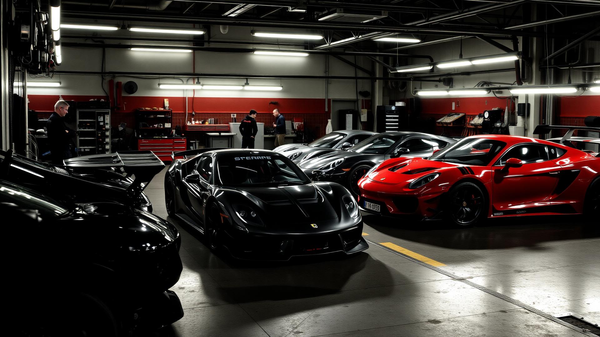 GT-Sportwagen in der Box